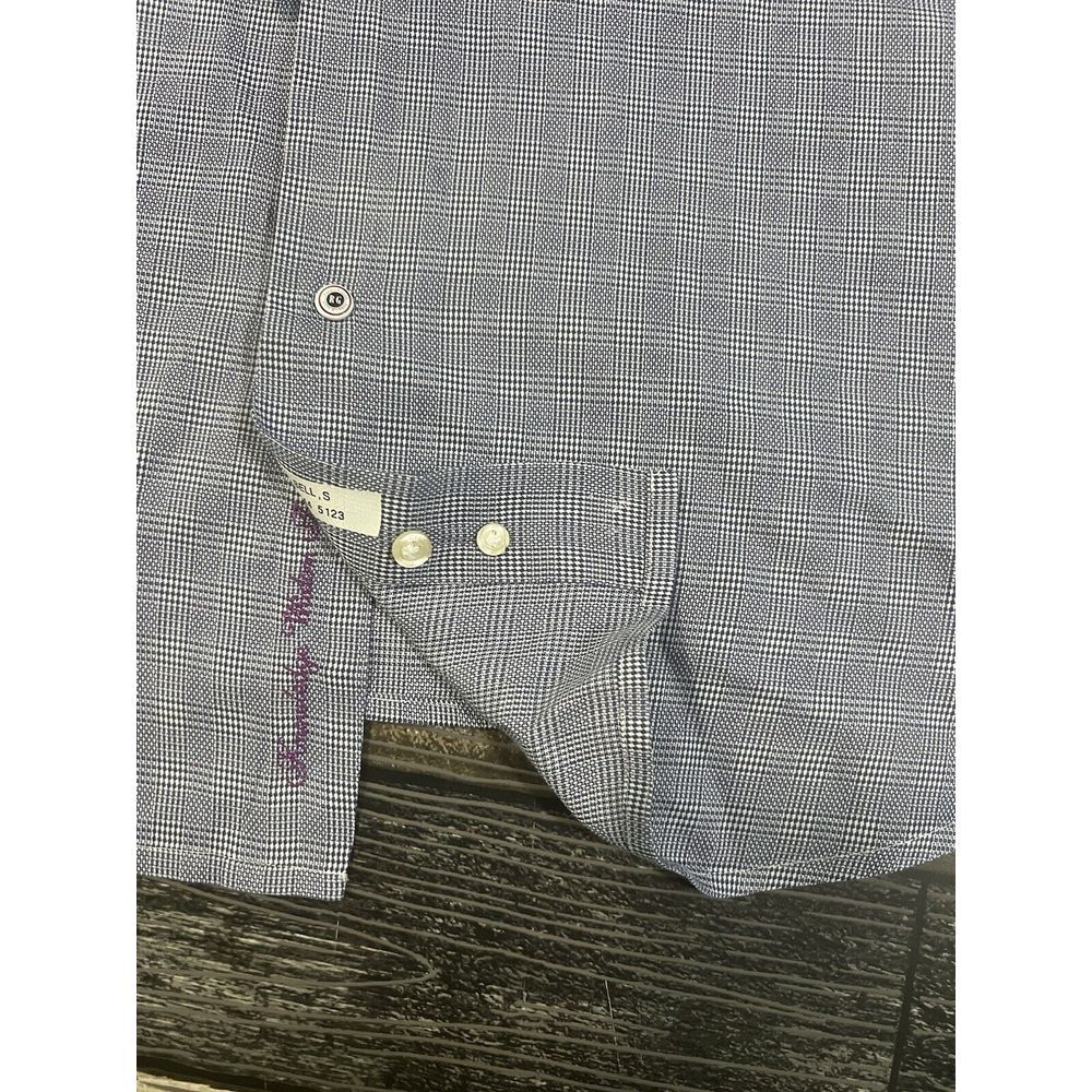 Robert Graham Men's Button-Down Shirt in Navy and White Micro-Check - Picture 3 of 6